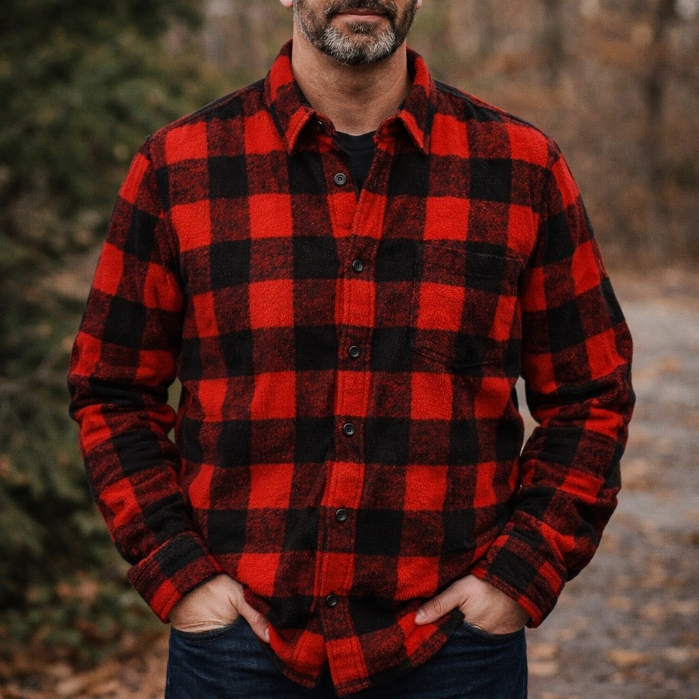 Brooklyn Cloth Red Buffalo Plaid Flannel Shirt Men’s 2XL Button Up EUC